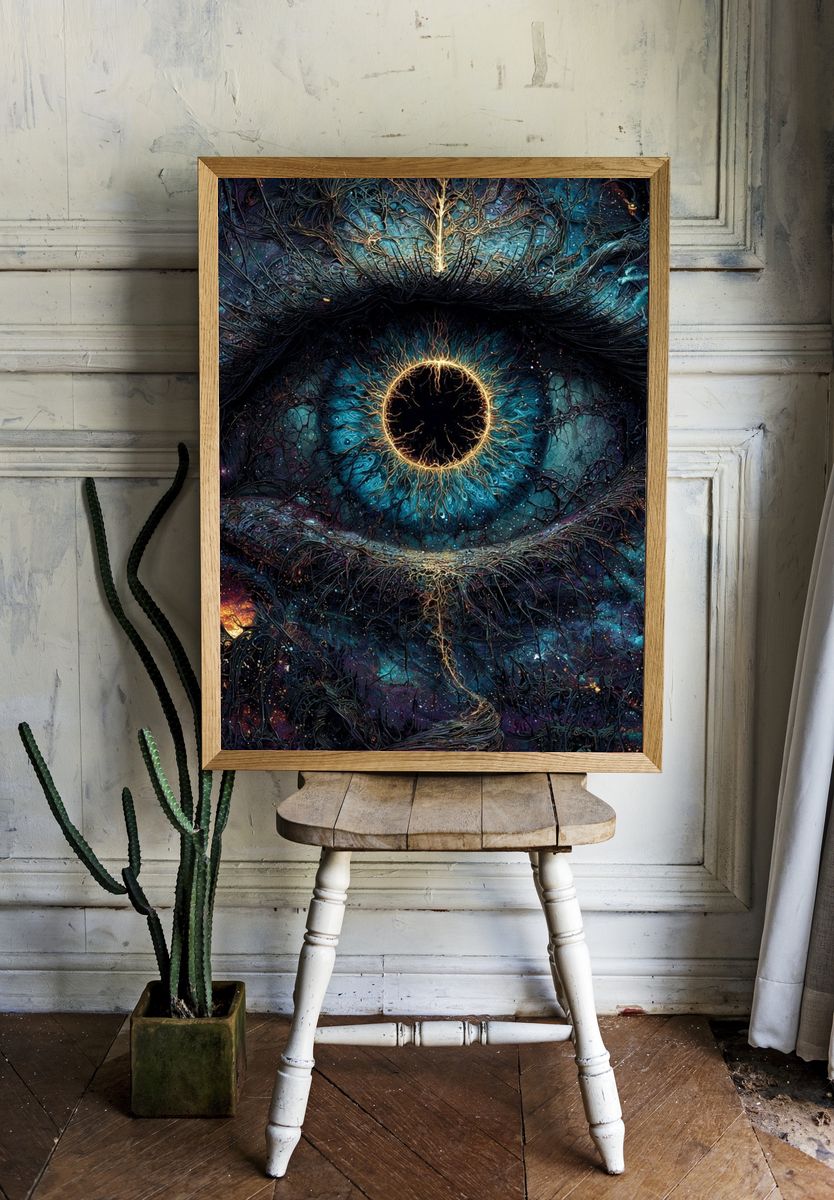 Cosmic Eye Surrealism Poster. room preview