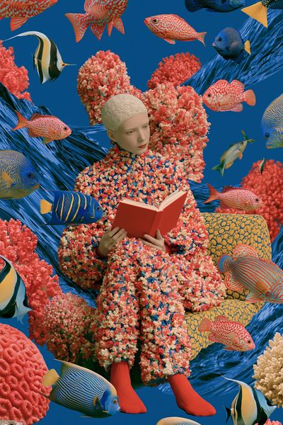 Surreal Coral Reader Illustration Poster.