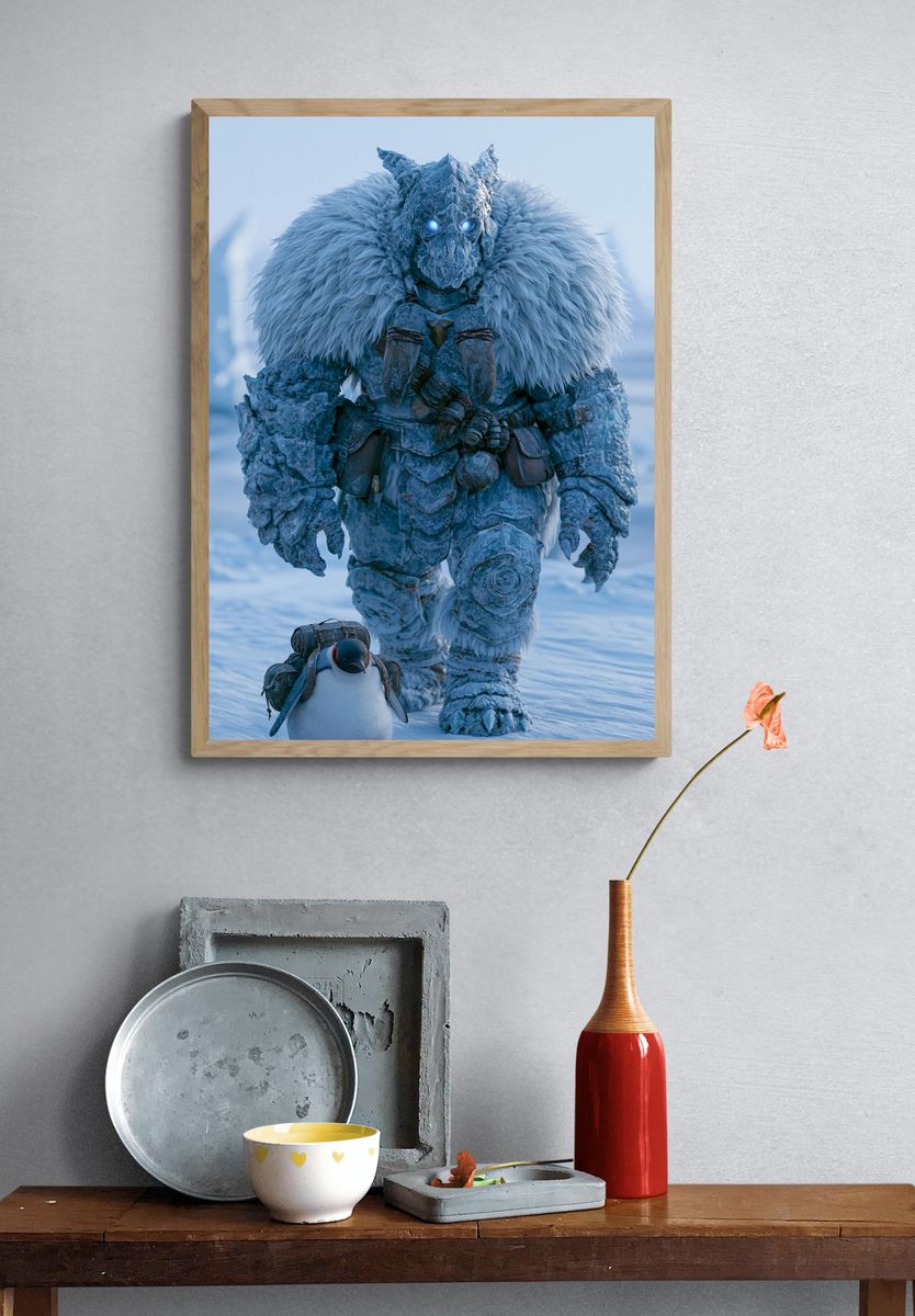 Ice Guardian Fantasy Illustration Poster. — room view 3