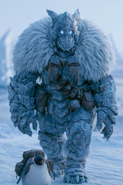 Ice Guardian Fantasy Illustration Poster.