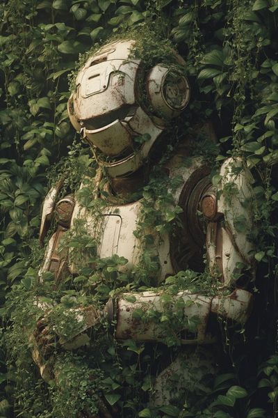 Overgrown Robot Portrait Print.
