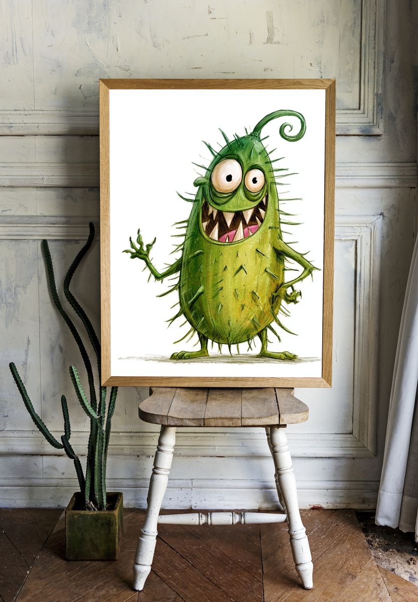Green Monster Cartoon Poster. room preview
