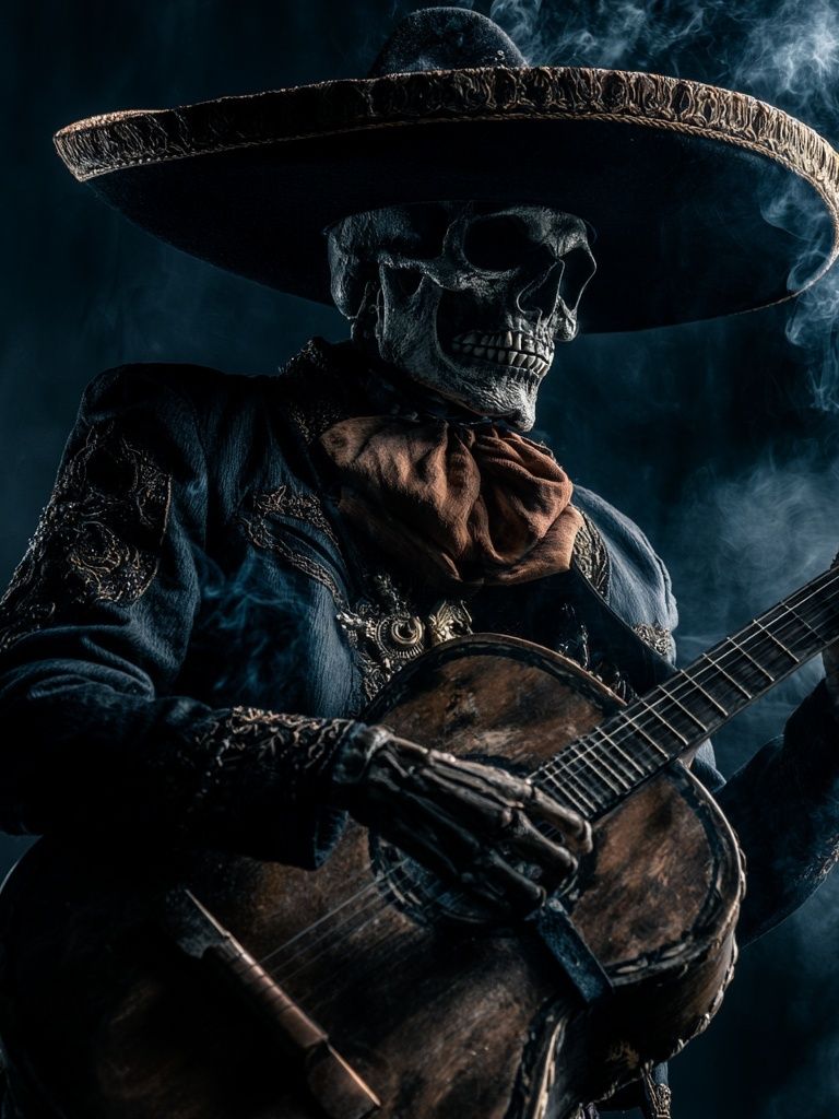 Skeleton Mariachi Guitar Poster. poster — illustration art