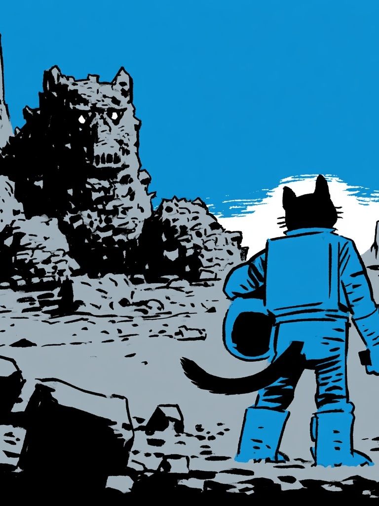 Cat Astronaut Moonscape Poster. poster detail