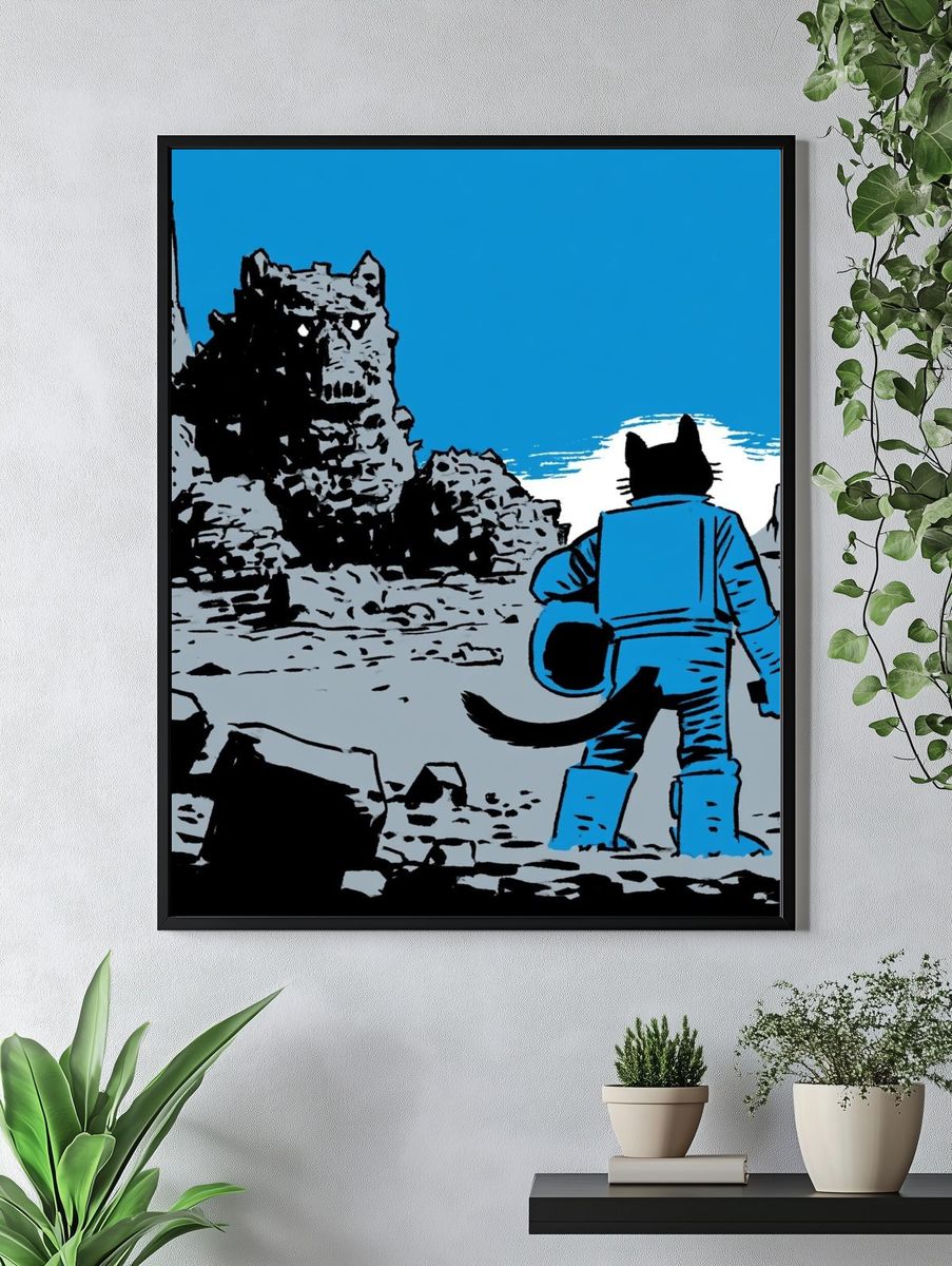Cat Astronaut Moonscape Poster. — room view 4
