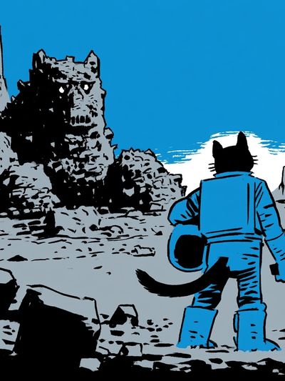 Cat Astronaut Moonscape Poster. poster