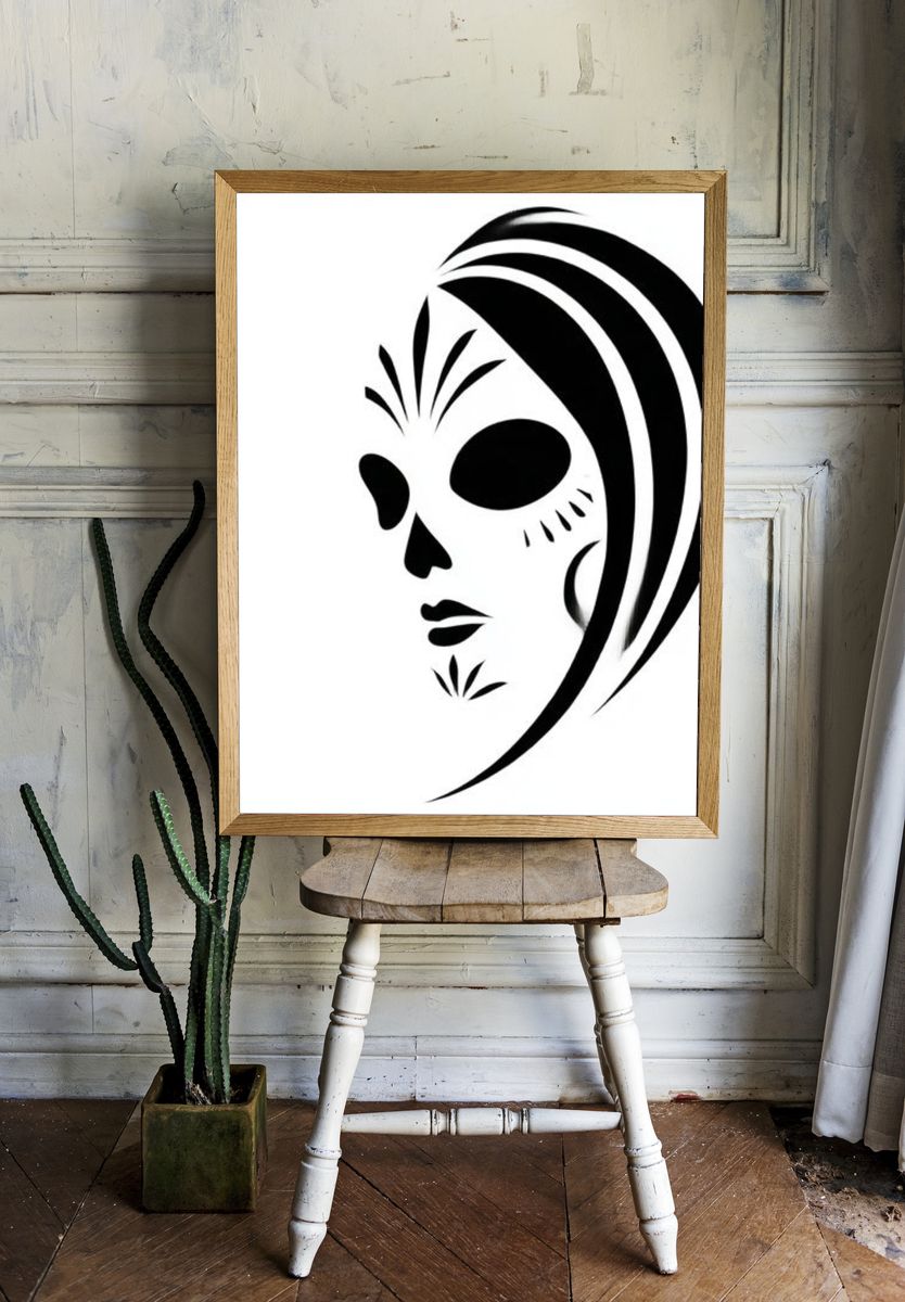 Sugar Skull Minimalist Poster. room preview
