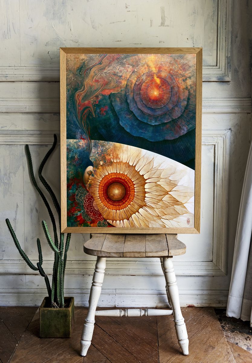 Celestial Lotus Meditation Poster. room preview