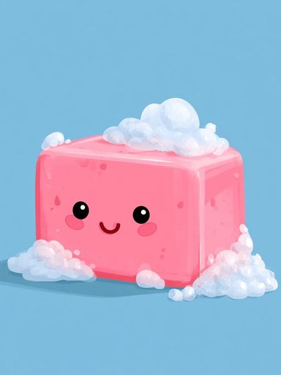 Cute Soap Cube Cartoon Print. poster
