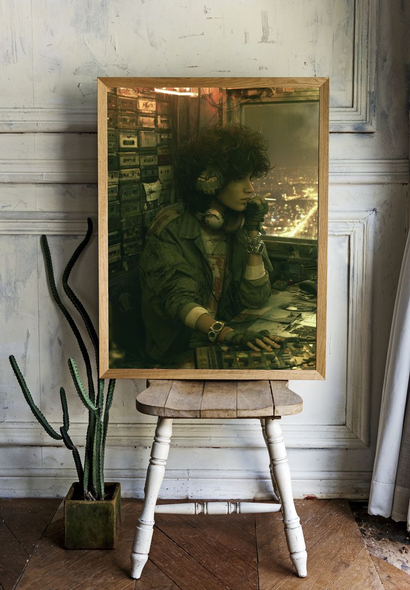 Cyberpunk Smoker Portrait Poster. room preview
