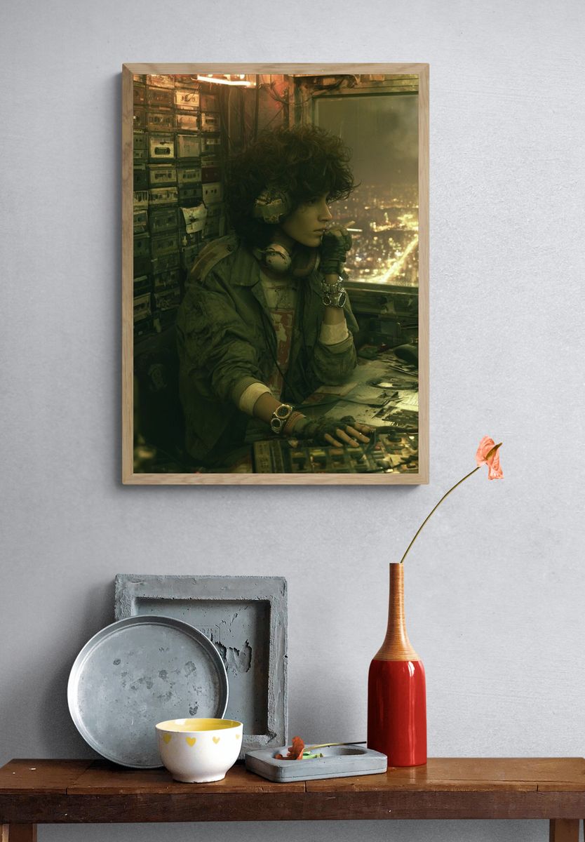 Cyberpunk Smoker Portrait Poster. — room view 3