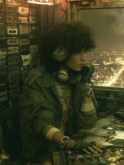 Cyberpunk Smoker Portrait Poster. poster
