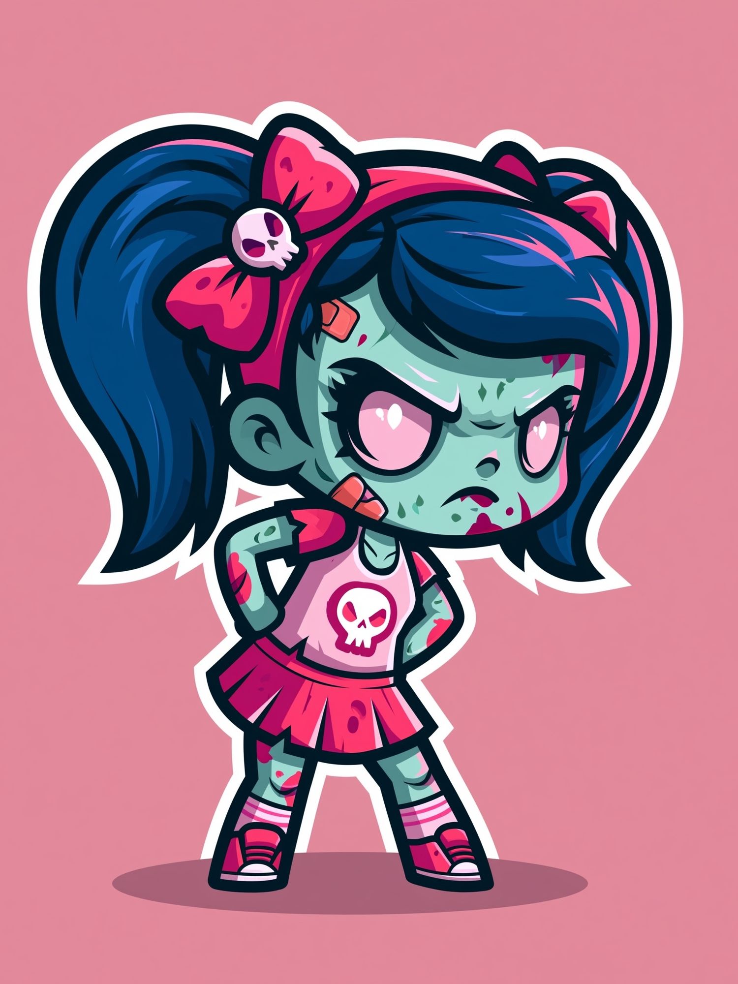 Zombie Girl Cartoon Print. poster detail