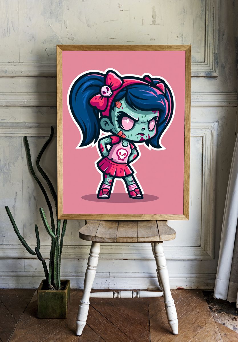 Zombie Girl Cartoon Print. room preview