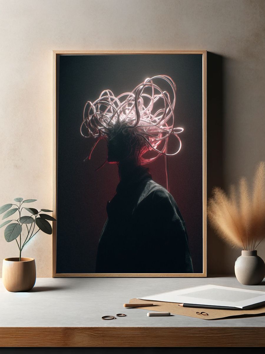 Neon Surreal Portrait Print. — room view 2