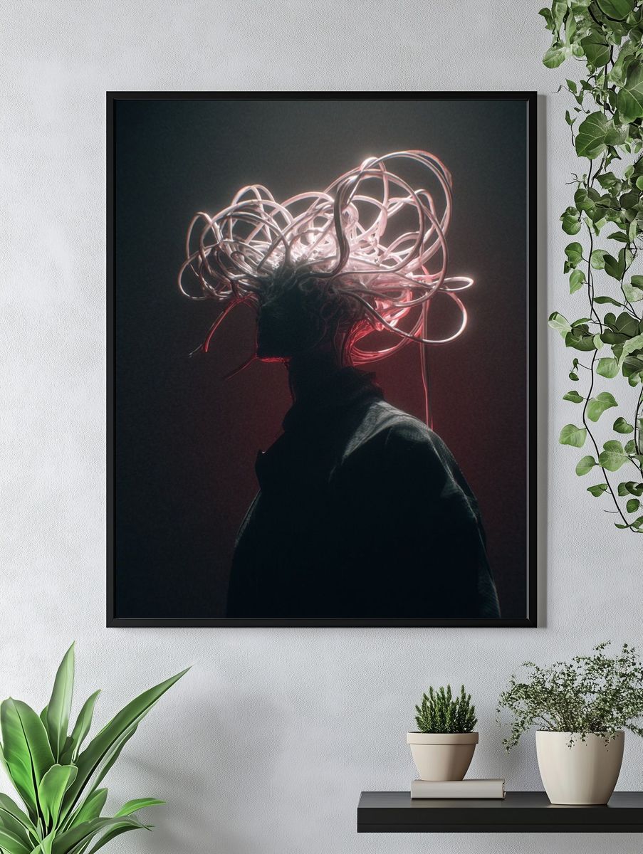 Neon Surreal Portrait Print. — room view 4