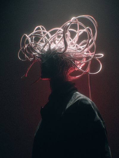Neon Surreal Portrait Print. poster