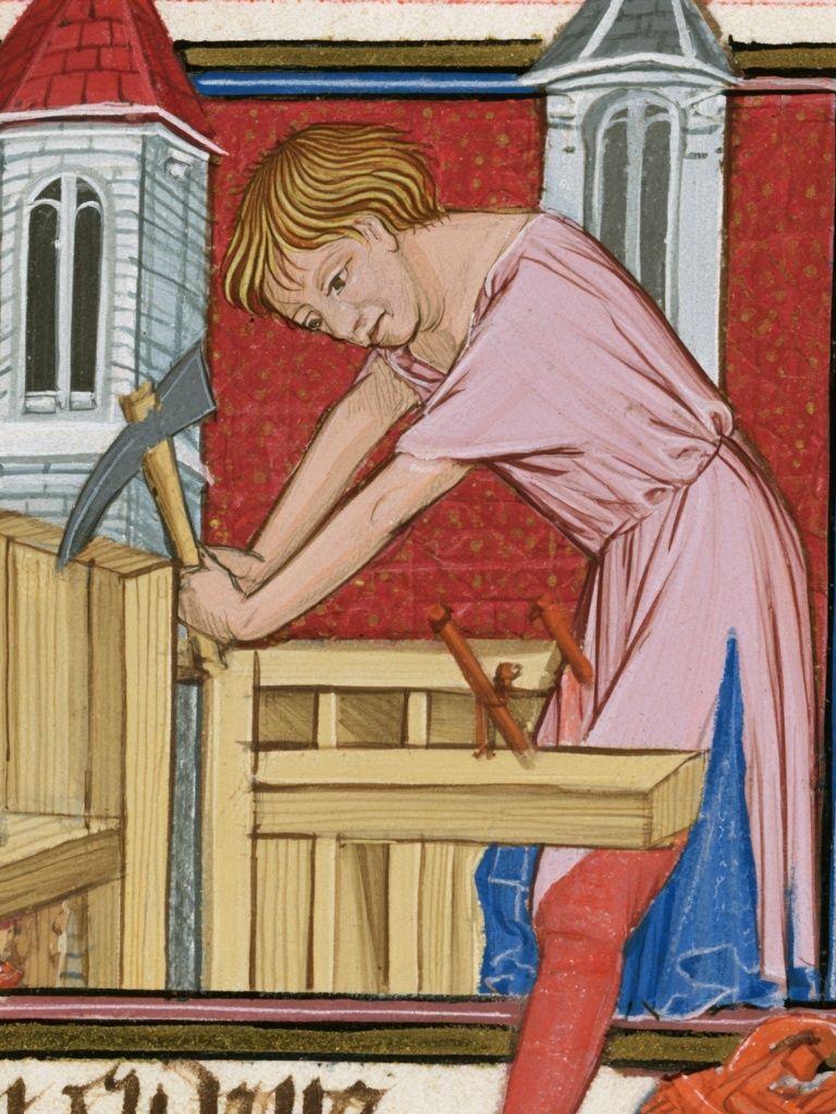 Medieval Carpenter Illustration Poster. poster detail