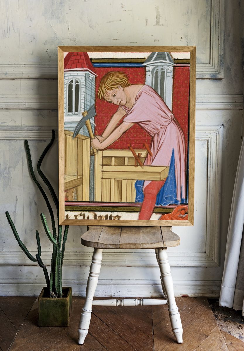 Medieval Carpenter Illustration Poster. room preview