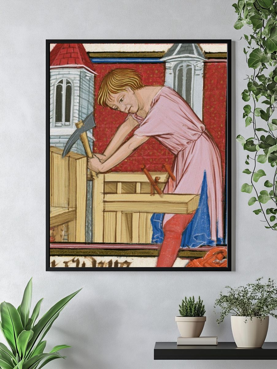 Medieval Carpenter Illustration Poster. — room view 4