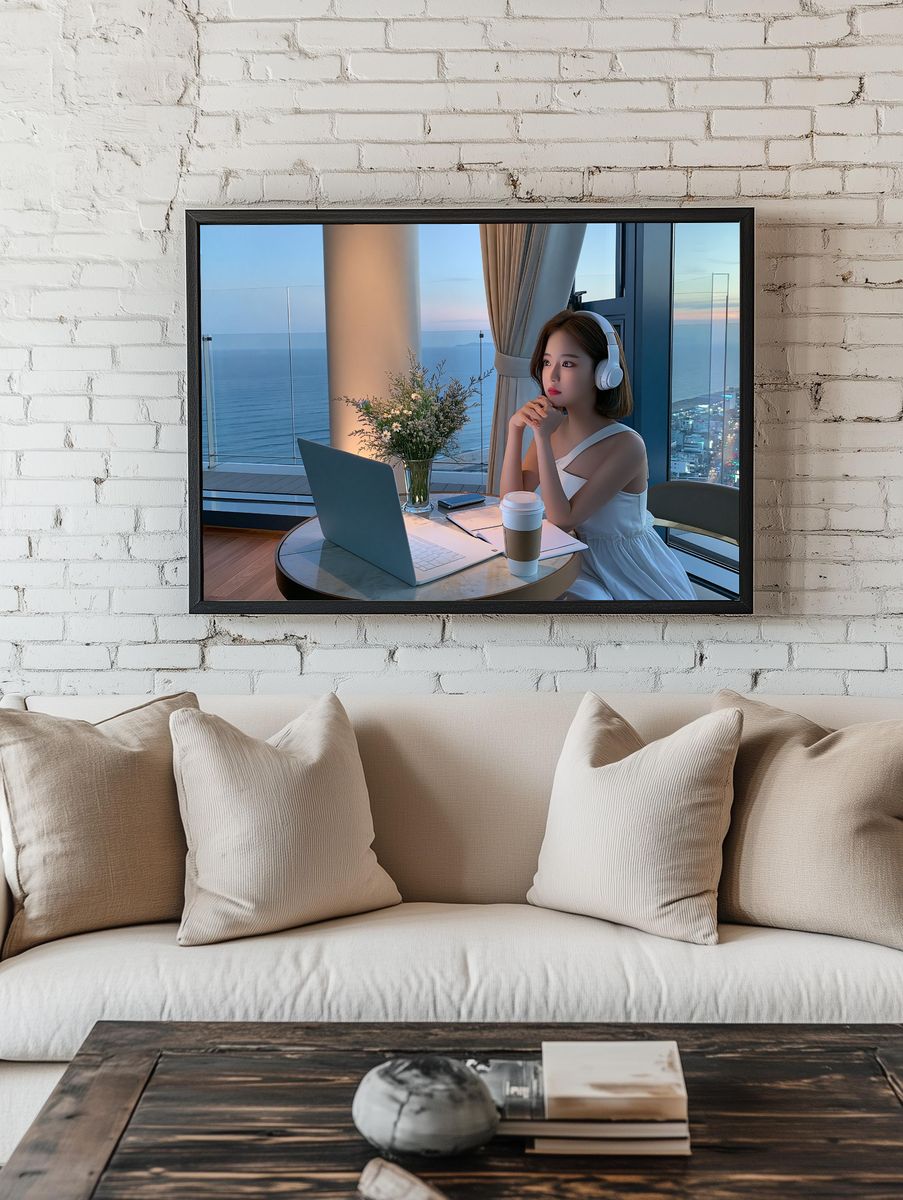 Seaside Evening Portrait Print. — room view 1