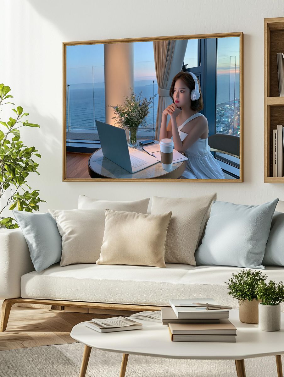 Seaside Evening Portrait Print. — room view 2