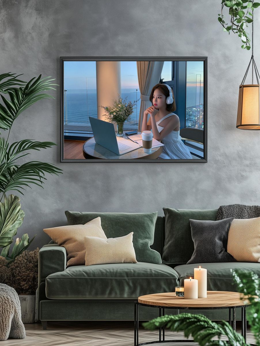Seaside Evening Portrait Print. — room view 4