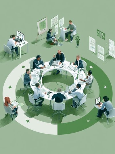 Collaborative Office Meeting Illustration Poster.