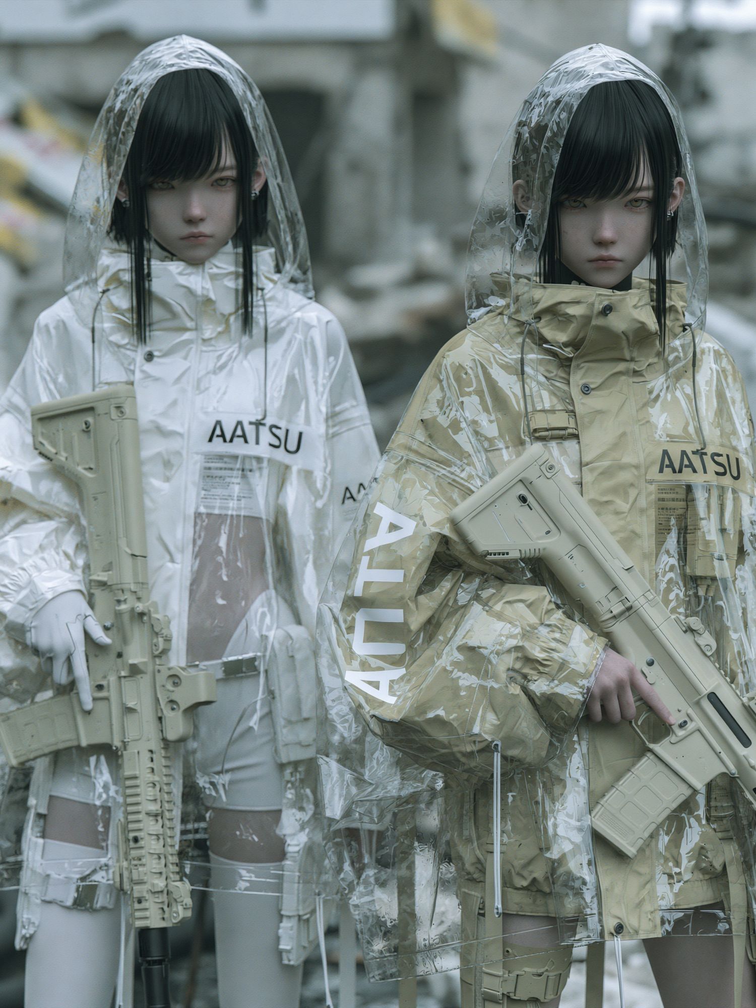 Cyberpunk Twins Portrait Print. poster — illustration art
