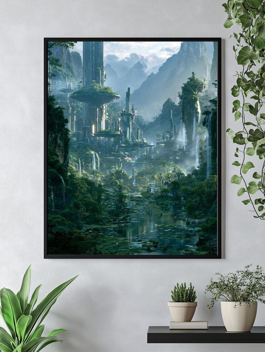 Futuristic Jungle Valley Print. — room view 4