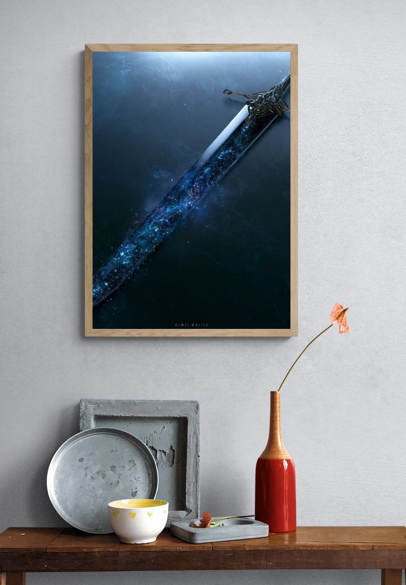 Cosmic Sword Illustration Poster. — room view 3