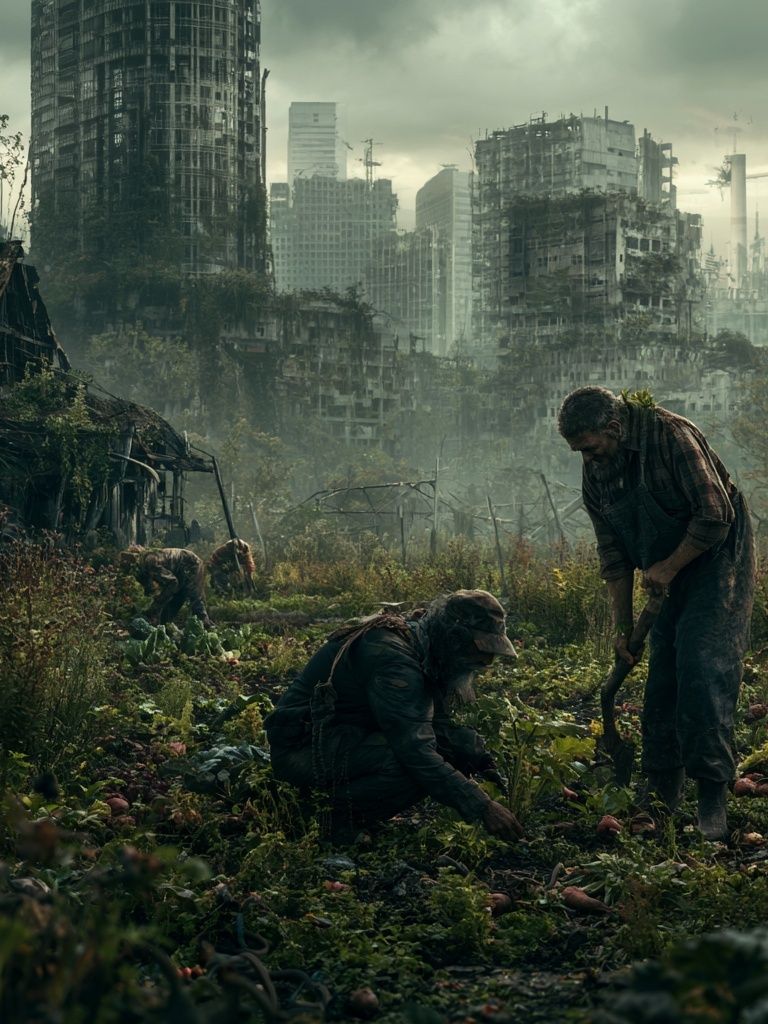 Post-Apocalyptic City Garden Poster. poster — illustration art