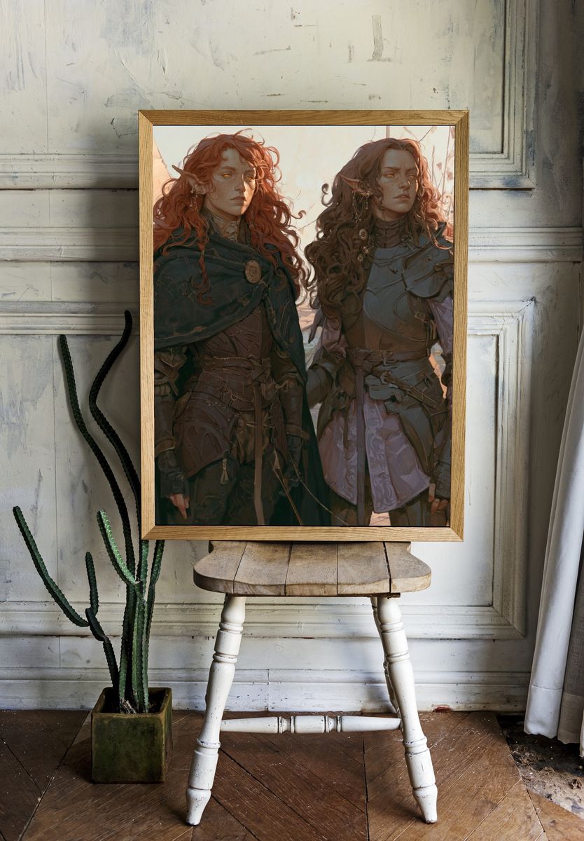 Elven Warriors Fantasy Illustration Poster. room preview