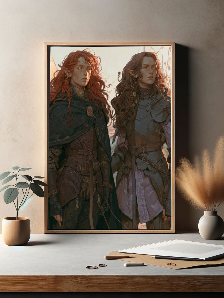 Elven Warriors Fantasy Illustration Poster. — room view 2