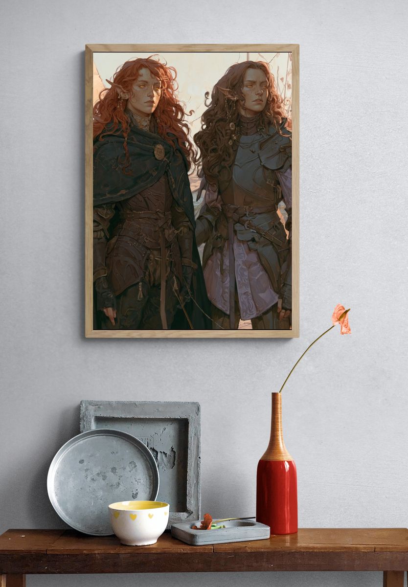 Elven Warriors Fantasy Illustration Poster. — room view 3