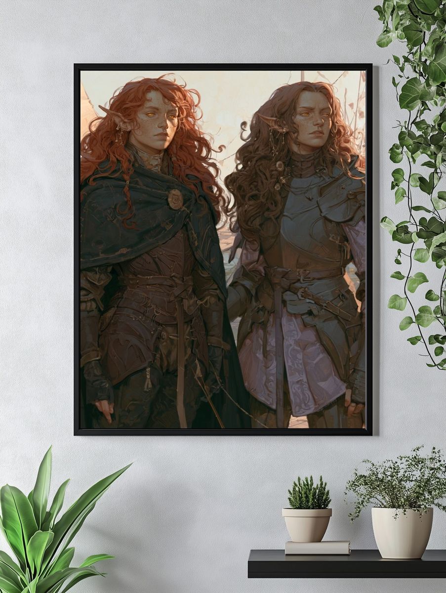 Elven Warriors Fantasy Illustration Poster. — room view 4