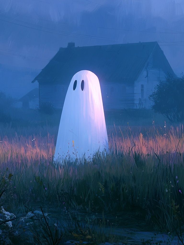 Ghost in the Meadow Illustration Poster. poster — illustration art