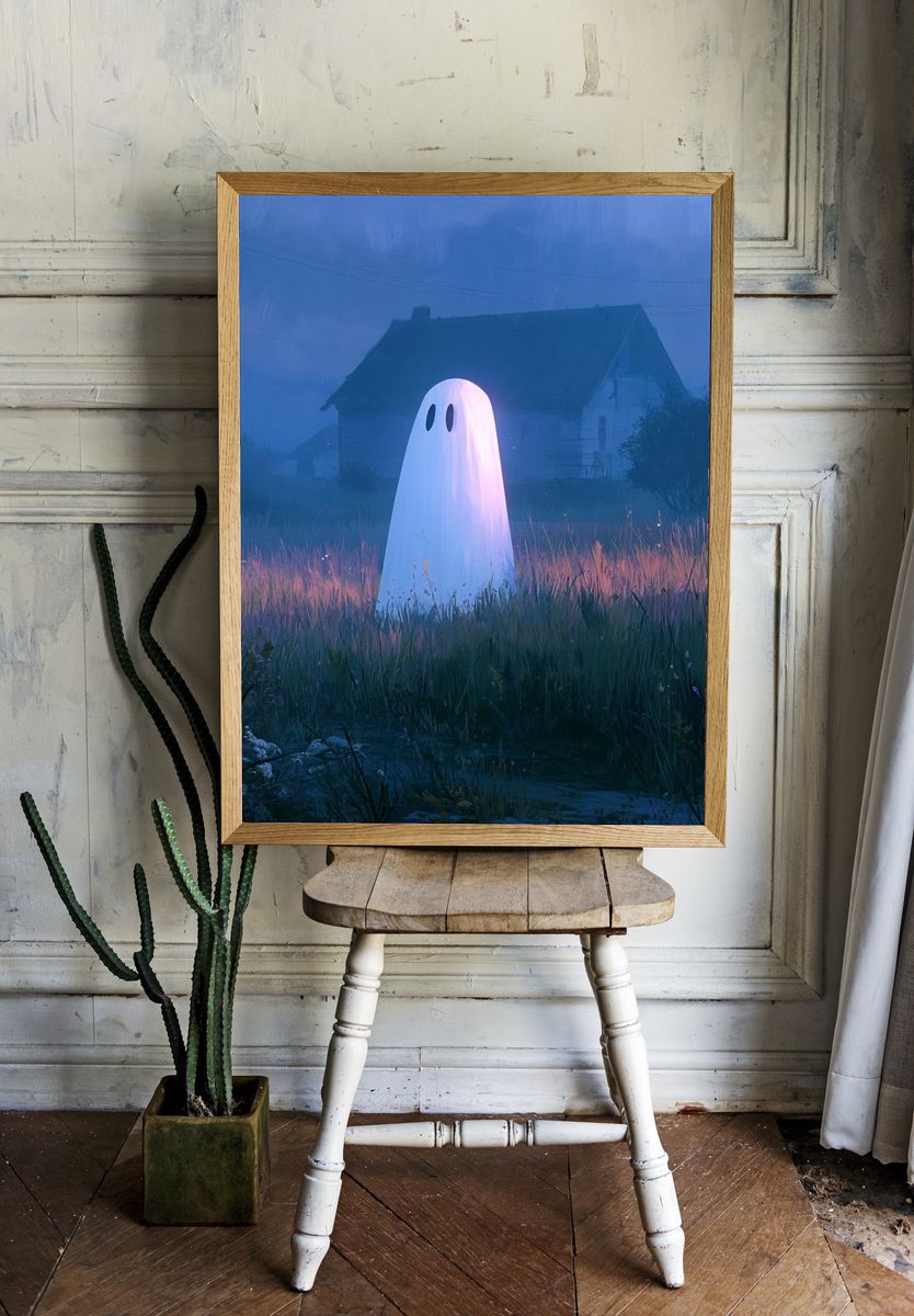 Ghost in the Meadow Illustration Poster. room preview
