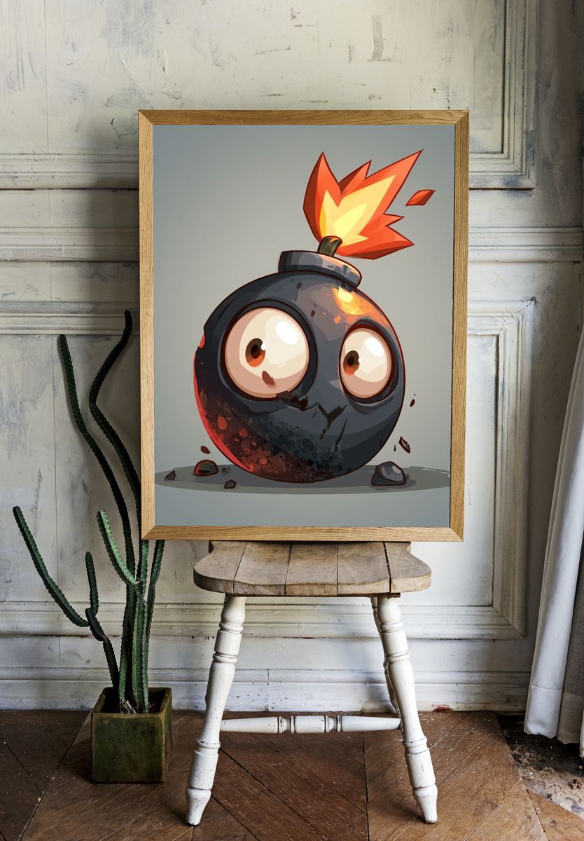 Cartoon Bomb Digital Art Poster. room preview