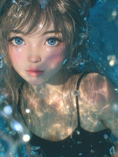 Underwater Portrait Digital Art Print. poster print