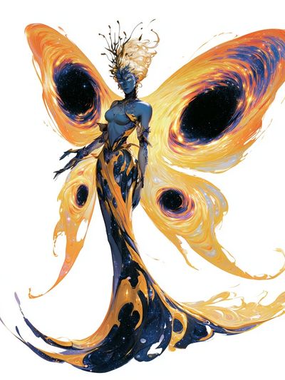 Cosmic Butterfly Woman Illustration Poster.