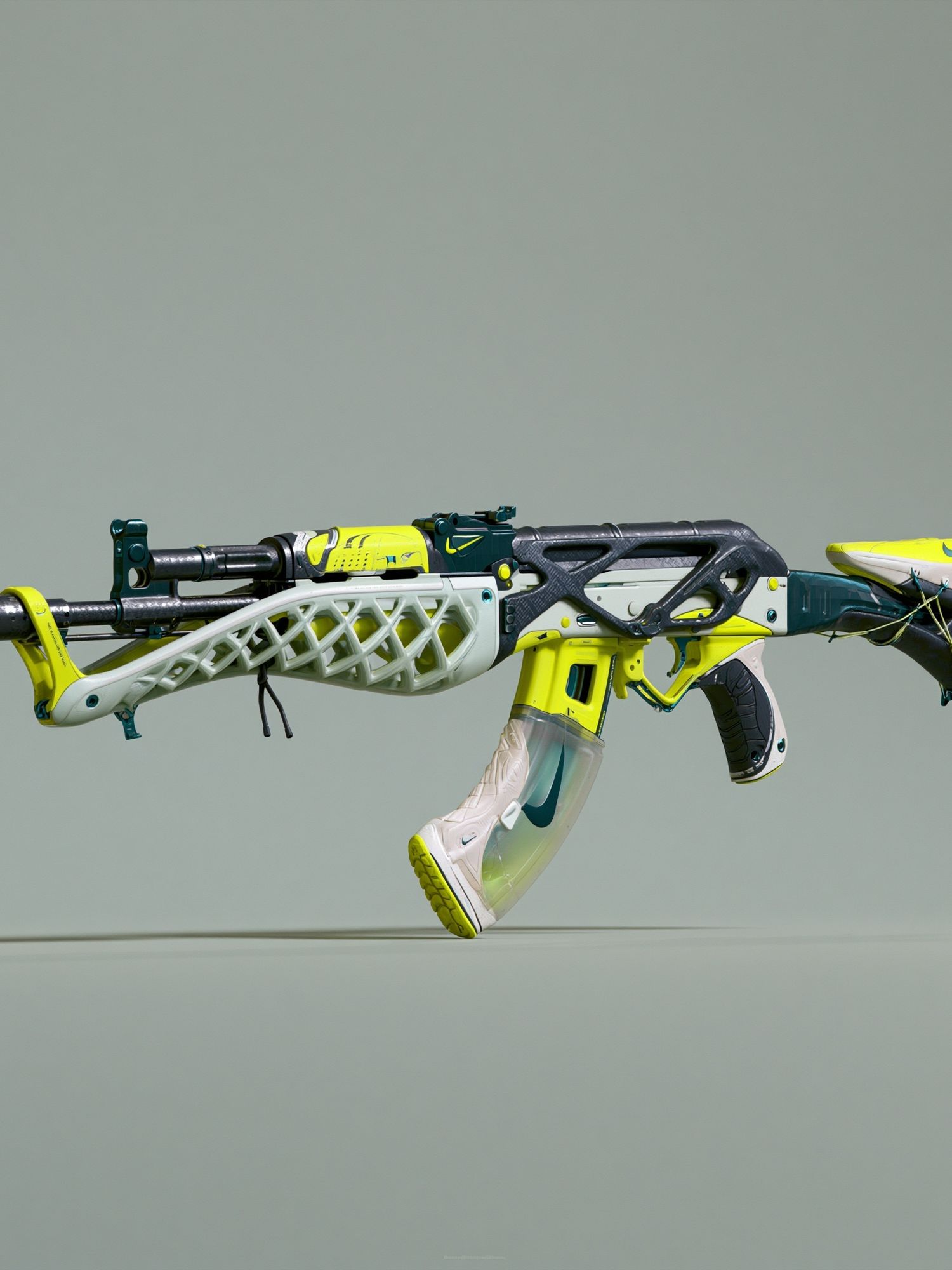 Futuristic Sneaker Rifle Illustration Print. poster detail