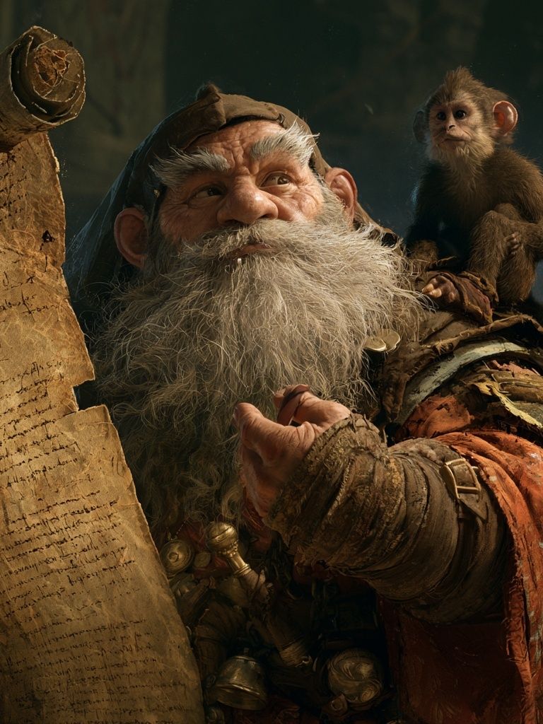 Wizard Monkey Fantasy Illustration Poster. poster detail