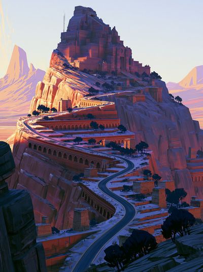 Mountain Citadel Landscape Print.