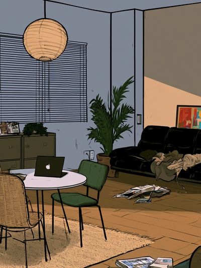 Cozy Living Room Interior Illustration Poster.