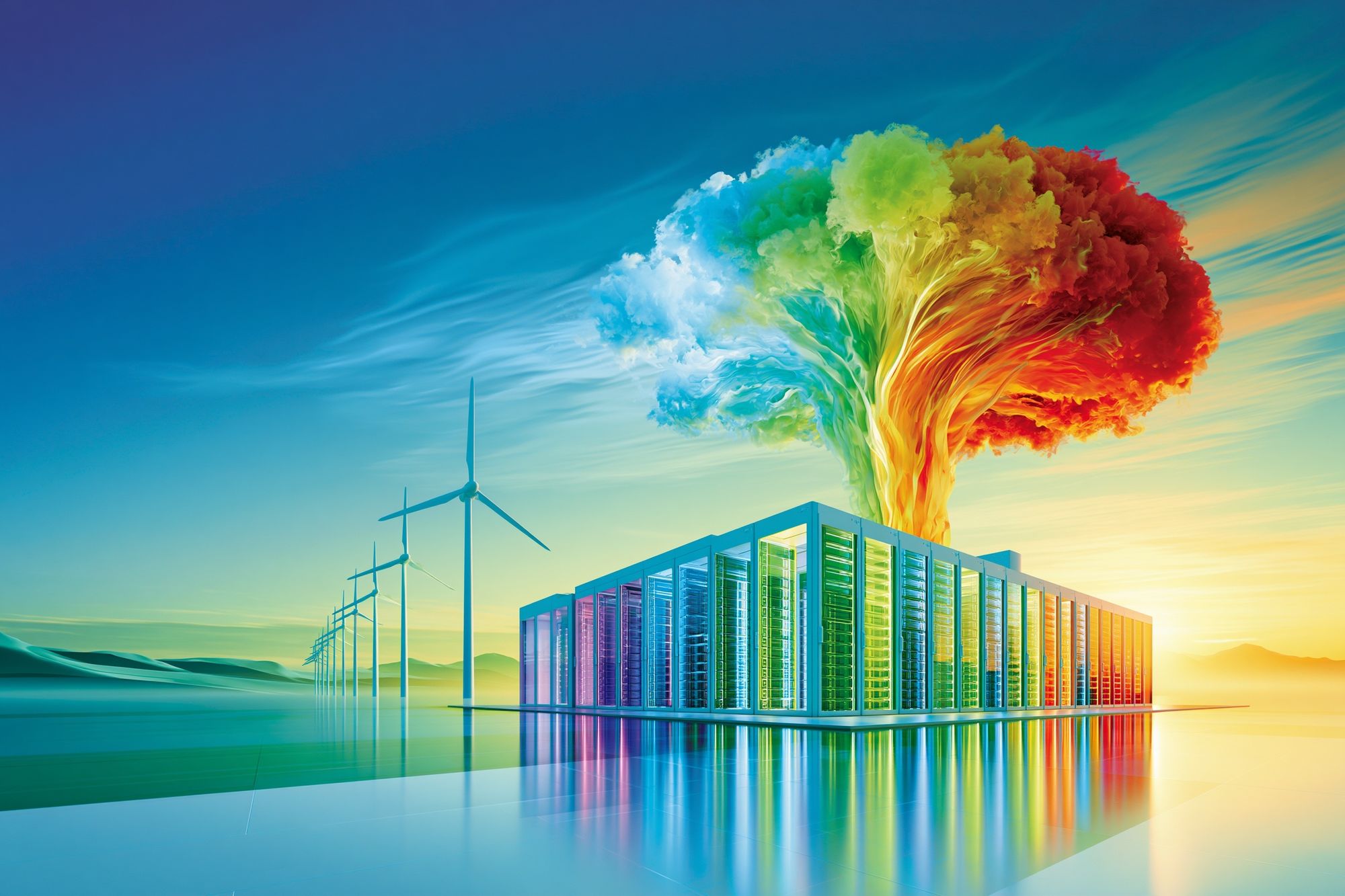 Rainbow Energy Server Farm Print. poster detail