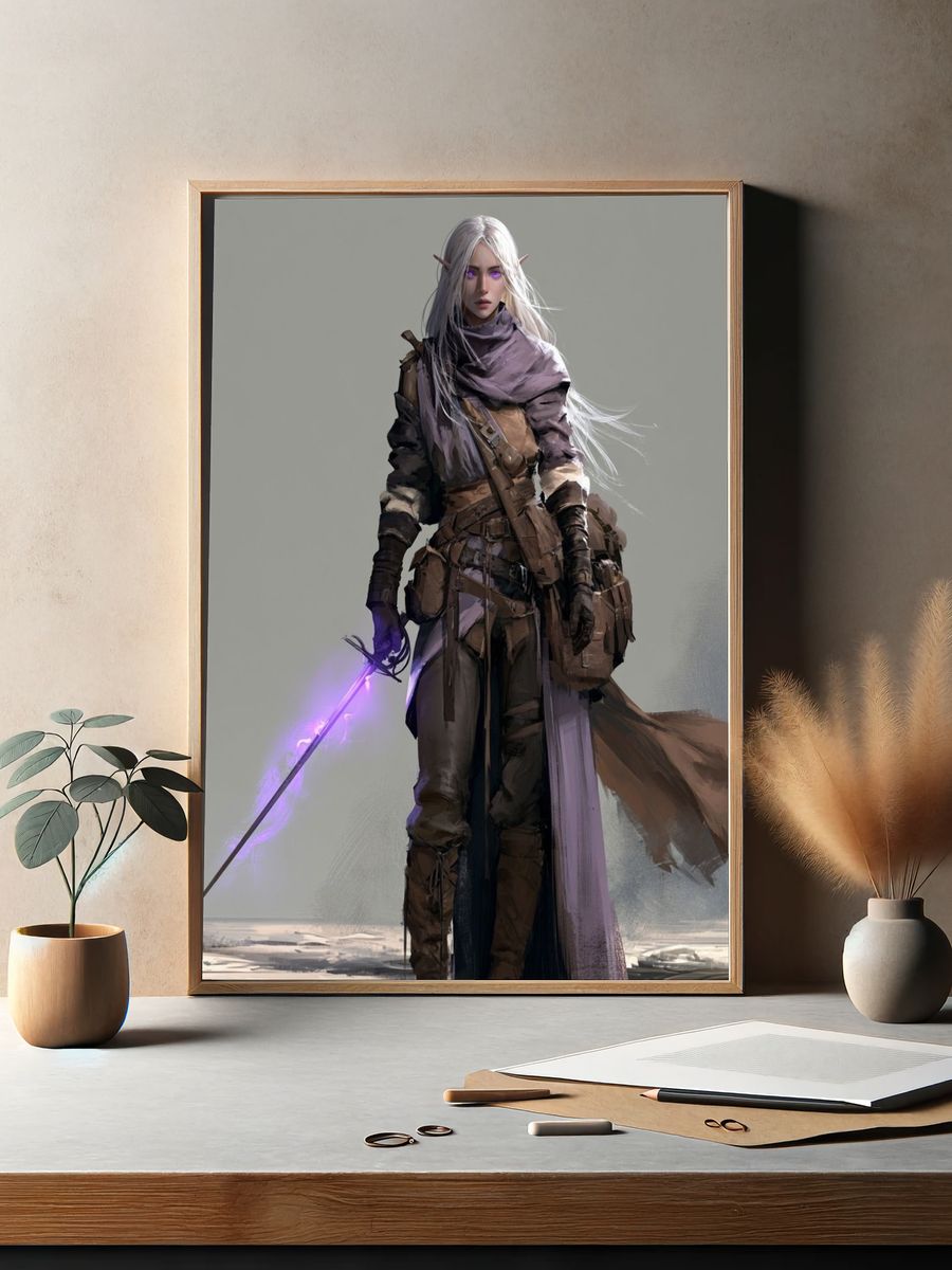 Elf Warrior Digital Art Print. — room view 2
