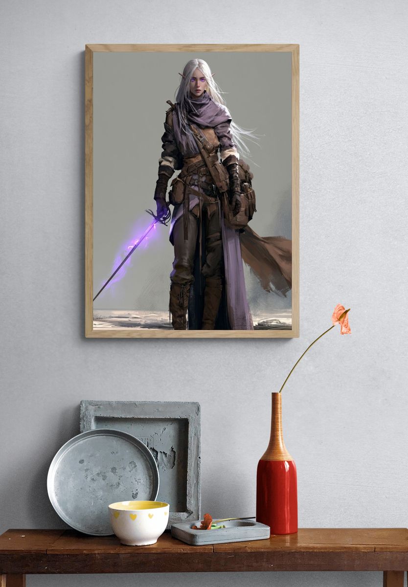 Elf Warrior Digital Art Print. — room view 3