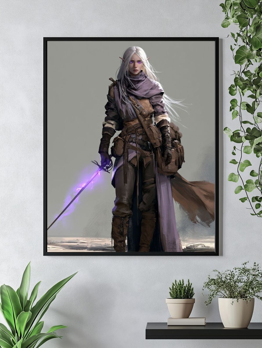 Elf Warrior Digital Art Print. — room view 4