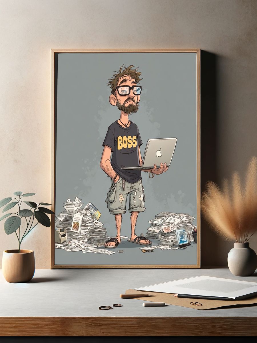 Boss Cartoon Illustration Poster. — room view 2